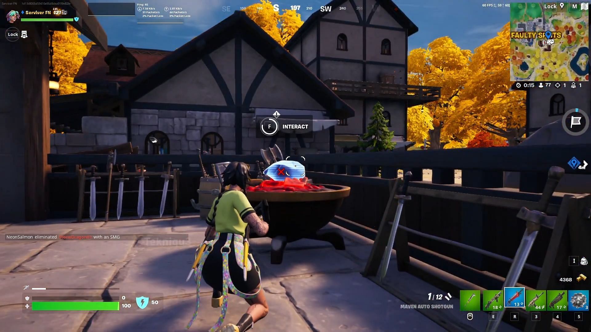 To place the alloy in a Forge Brazier to heat the metal, simply interact with the object (Image via Epic Games)